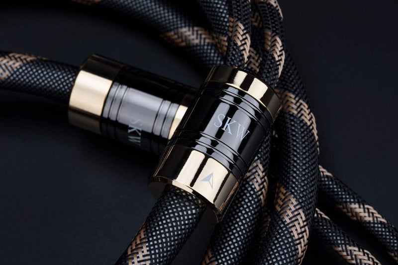 SKW Single Audiophile Speaker Cable,Convertible Banana Spade Gold Plated Connector,Nylon Braid,HiFi Quality Cable(16.4ft/5M,1 Cable for 1 Speaker) - Image 2